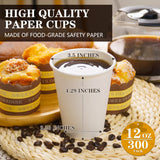 300 Pcs 6 oz Disposable Paper Cups, Hot Cold Beverage Drinking Cup for Coffee, Water, Tea, Juice, Espresso & Cortado (White)