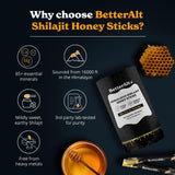 Better Alt Pure Himalayan Shilajit Sticks with Organic Honey, Saffron | Easy to Consume Shilajit| 30 Sticks for Energy Boost & Immune Support, 85+ Trace Minerals, 75%+ Fulvic Acid