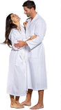 C & A Combed cotton Waffle Knit Lightweight Kimono Spa & Bath Robes for unisex - Quick Dry - Soft one size fits most (white)