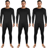 3 Set Thermal Underwear for Men Soft Long Johns Base Layer Thermals Fleece Warm Lined Top Bottom for Cold Weather Winter