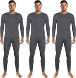 3 Set Thermal Underwear for Men Soft Long Johns Base Layer Thermals Fleece Warm Lined Top Bottom for Cold Weather Winter