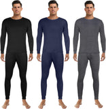 3 Set Thermal Underwear for Men Soft Long Johns Base Layer Thermals Fleece Warm Lined Top Bottom for Cold Weather Winter