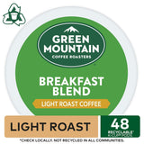 Green Mountain Coffee Roasters Breakfast Blend Single-Serve Keurig K-Cup Pods, Light Roast Coffee, 24 Count (Pack of 4)