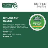 Green Mountain Coffee Roasters Breakfast Blend Single-Serve Keurig K-Cup Pods, Light Roast Coffee, 24 Count (Pack of 4)